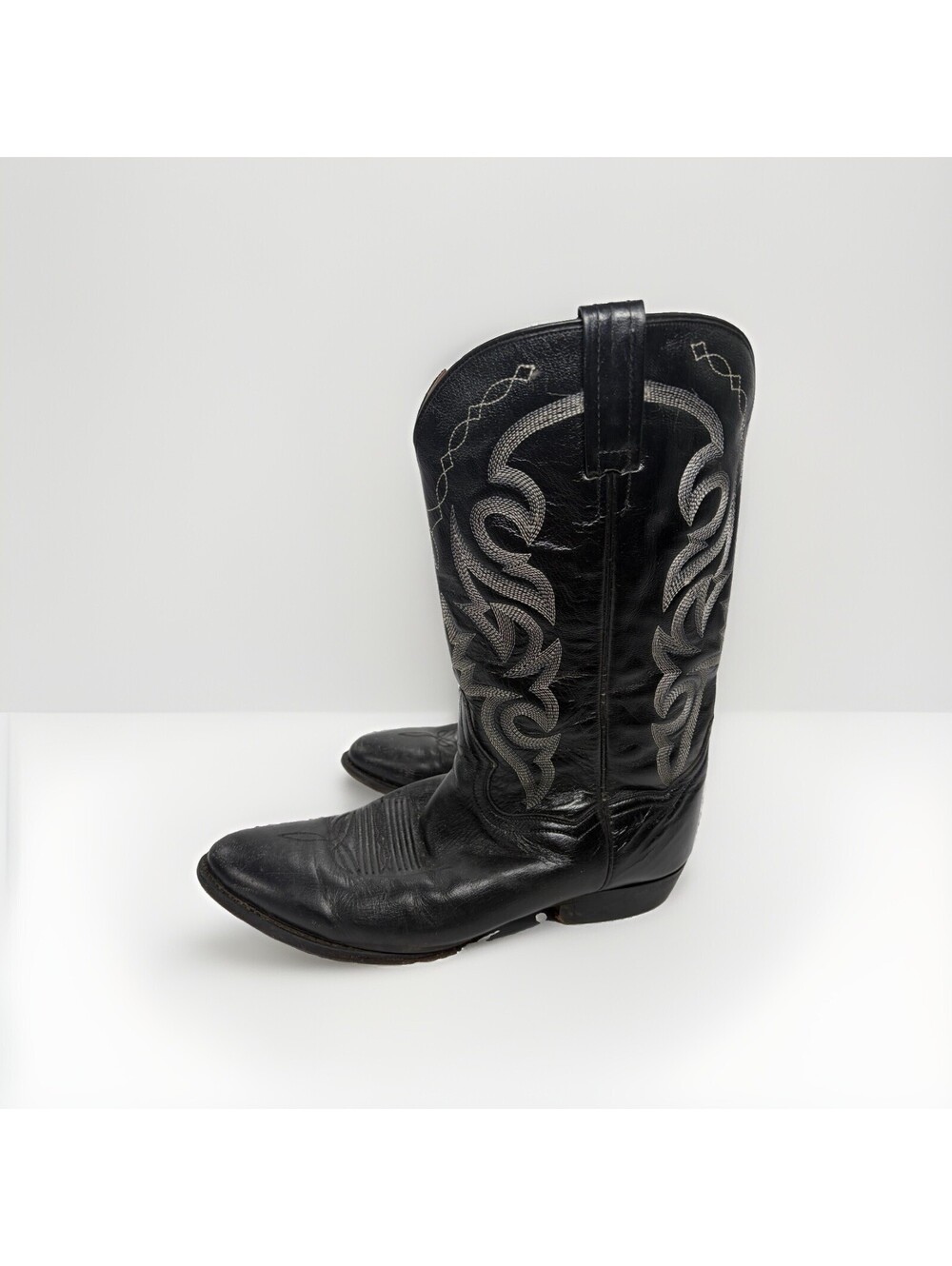 Dan Post Western Boots 2110R Men's Size 12 Stitched Black Leather AS IS REPAIRS
